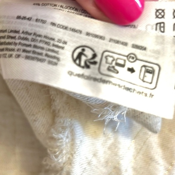 NWT,2-Pc Primark Sustainable,Cotton Blend,Cream Pant/Top Set,Fringed Hem,Size L - Picture 11 of 15